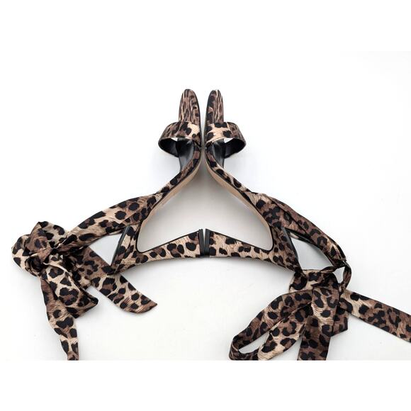 Nine West Kelsie Ankle Wrap Sandal Heeled Open Toe Women's Leopard Size US7.5M - Picture 6 of 11